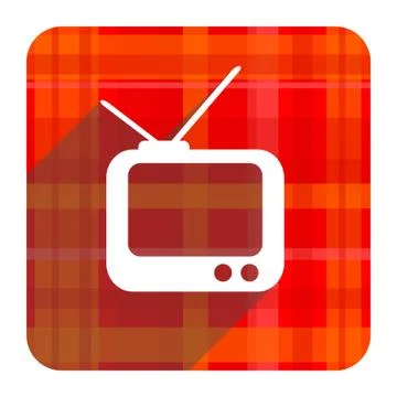 Tv red flat icon isolated. Stock Illustration