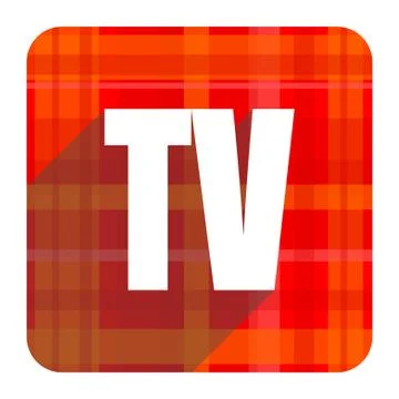 Tv red flat icon isolated. Stock Illustration