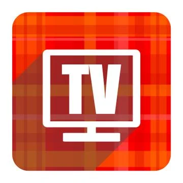 Tv red flat icon isolated. Ilustración de archivo