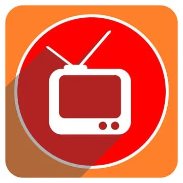 Tv red flat icon isolated.. Stock Illustration