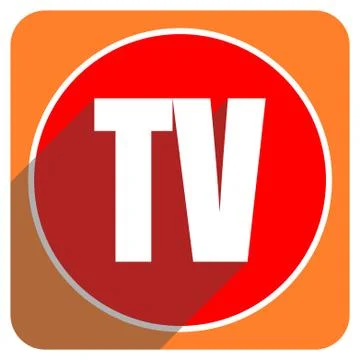 Tv red flat icon isolated. Illustration