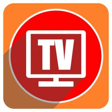 Tv red flat icon isolated. Stock Illustration