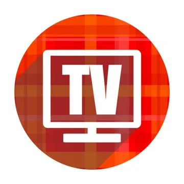 Tv red flat icon isolated. Illustration