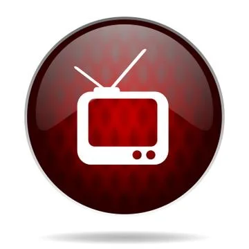 Tv red glossy web icon on white background. Stock Illustration