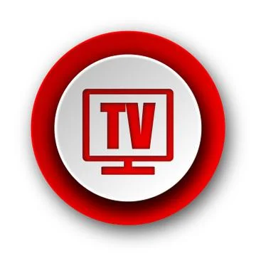 Tv red modern web icon on white background. Stock Illustration