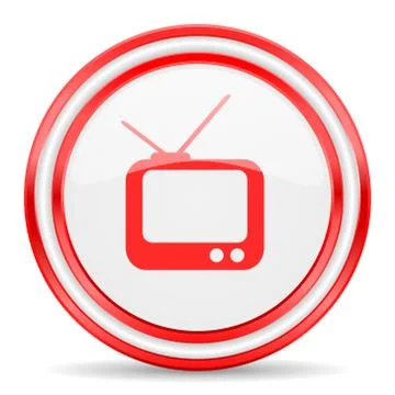 Tv red white glossy web icon Ilustración de archivo