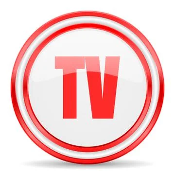Tv red white glossy web icon Ilustración de archivo