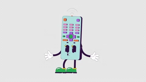 TV remote control dancing quirky groovy retro character animation Stock Footage 332332949