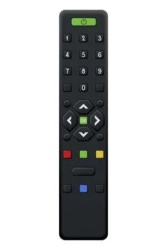 Tv remote control design with buttons. Wireless power media device to switch Ilustração Stock