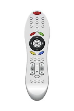 Tv remote control design with buttons. Wireless power media device to switch Ilustração Stock