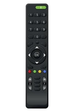 Tv remote control design with buttons. Wireless power media device to switch Ilustração Stock