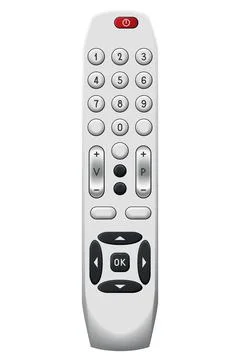Tv remote control design with buttons. Wireless power media device to switch Ilustração Stock
