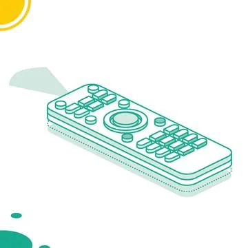 TV Remote Control Isolated on White. Isometric Outline Concept. Ilustração Stock