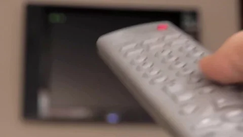 TV Remote Control in Man's Hands Close-Up Видео 85123598