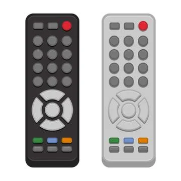 TV Remote Control Set on White Background. Vector Stock Illustration