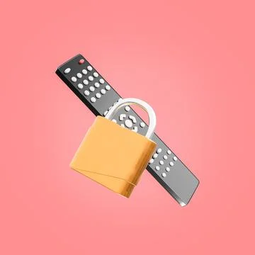 TV remote control under padlock Stock Photos