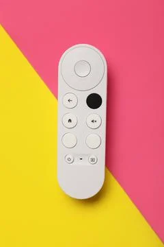 TV remote controller on color background, top view 库存照片
