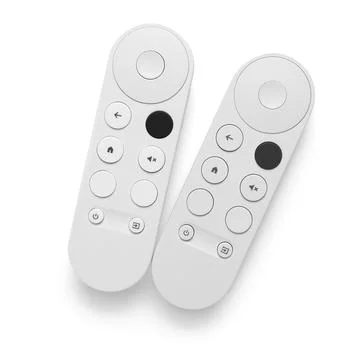 TV remote controllers on white background 库存照片