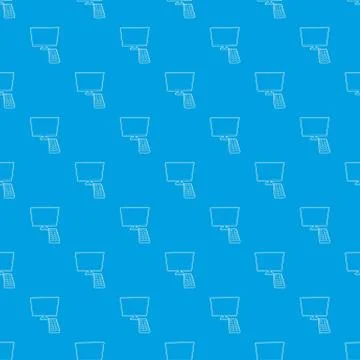 TV with remote pattern seamless blue Stock Illustration