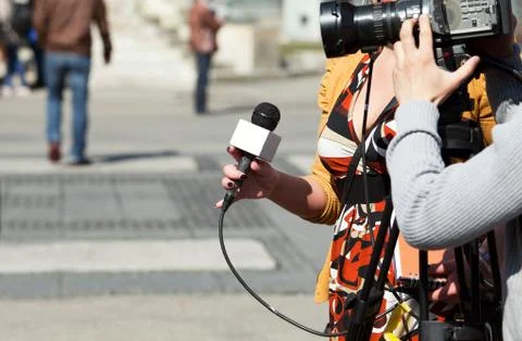 Tv reporter interview Stock Photos