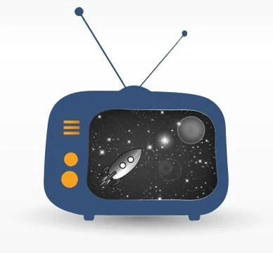 Tv with retro rocket Stock Illustration