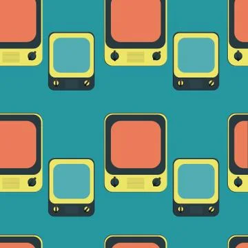 Tv retro seamless pattern. Colorful abstract vector background Stock Illustration