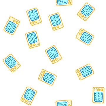 Tv retro television device vector seamless pattern Stock Illustration