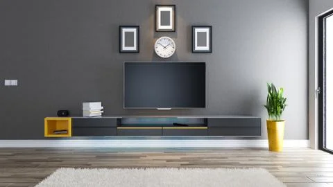 Tv room interior design idea Stock Illustration