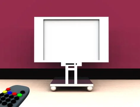TV In Room With Remote Control Stock Illustration
