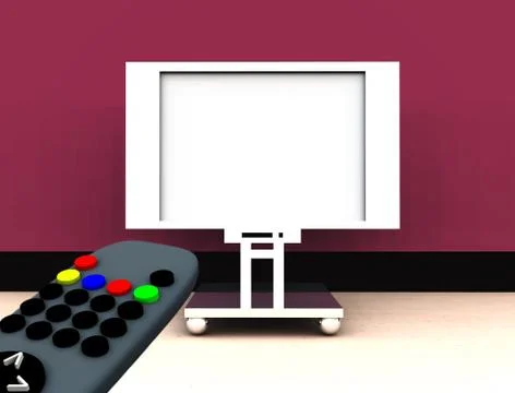 TV In Room With Remote Control Stock Illustration