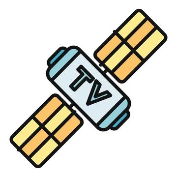 Tv satellite transmitting broadcasting communication flat icon Stock Illustration