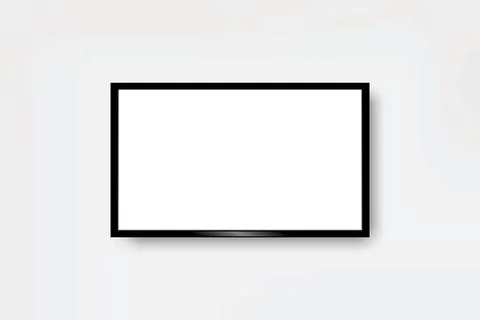 Tv screen blank on white wall background vector Stock-Illustration
