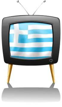 A TV screen with the flag of Greece Stock Illustration