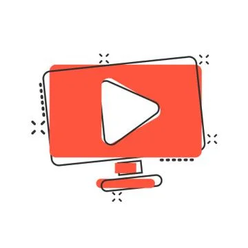 Tv screen icon in comic style. Video cartoon vector illustration on white iso 스톡 일러스트