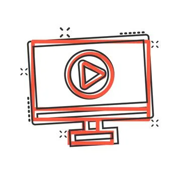 Tv screen icon in comic style. Video cartoon vector illustration on white iso 스톡 일러스트