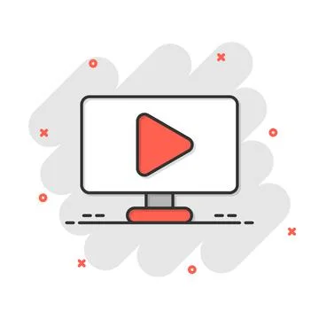 Tv screen icon in comic style. Video cartoon vector illustration on white iso 스톡 일러스트