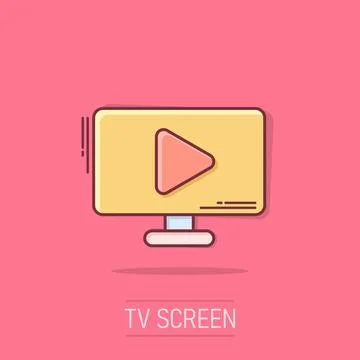 Tv screen icon in comic style. Video cartoon vector illustration on isolate.. 스톡 일러스트