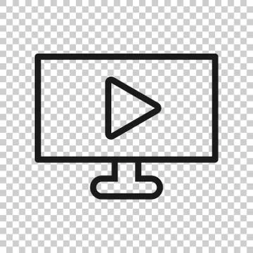 Tv screen icon in flat style. Video vector illustration on white isolated bac Stock Illustration