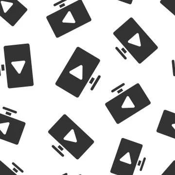 Tv screen icon in flat style. Video vector illustration on white isolated bac Stock Illustration