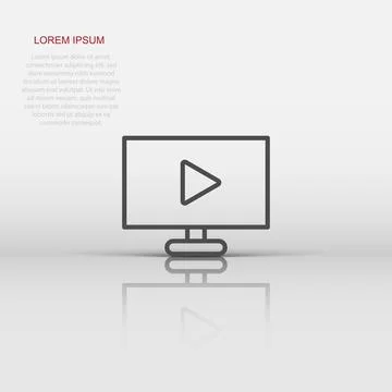 Tv screen icon in flat style. Video vector illustration on white isolated b.. Stock Illustration