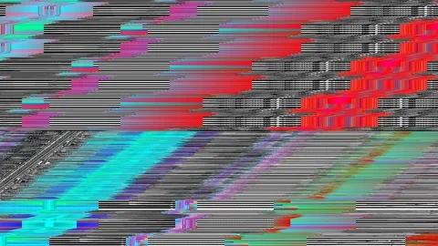 TV screen patterns disturbance, digital pixels interference video wallpaper Stockbeeldmateriaal 126052222