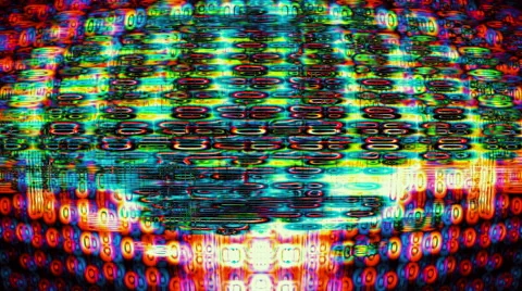 TV screen pixels fluctuate with color and video motion - Video Flux 012 HD, 4K Stock Footage 51638251