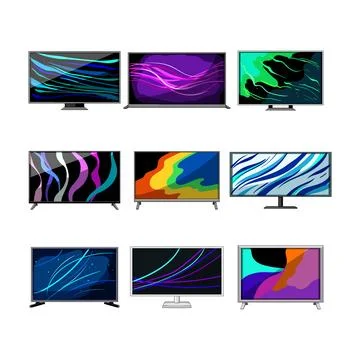 Tv screen set cartoon vector illustration Stock Illustration