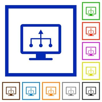 TV select source flat framed icons Stock Illustration