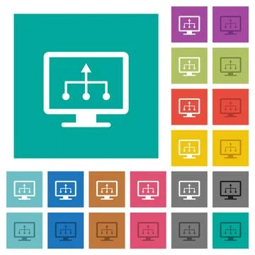 TV select source square flat multi colored icons 库存插图