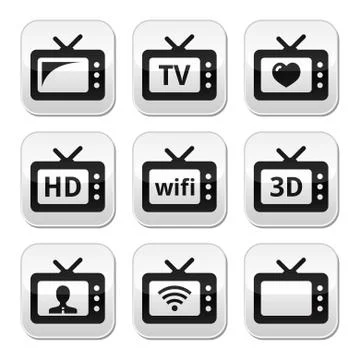 TV set, 3d, HD vector buttons Stock Illustration