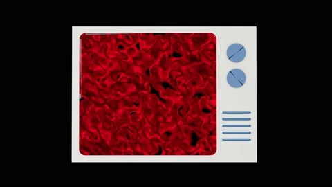 TV set with abstract hypnotic red and black animation. Stock Footage 227345885