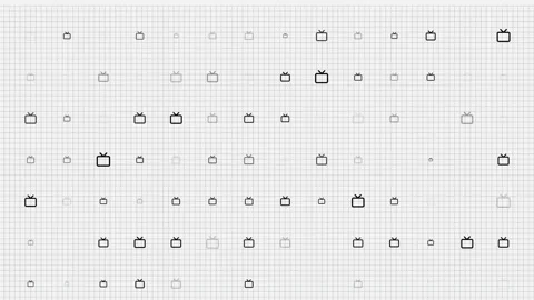TV set animation loop. Seamless pattern background. small TV sets slowly blink Stock Footage 138846325