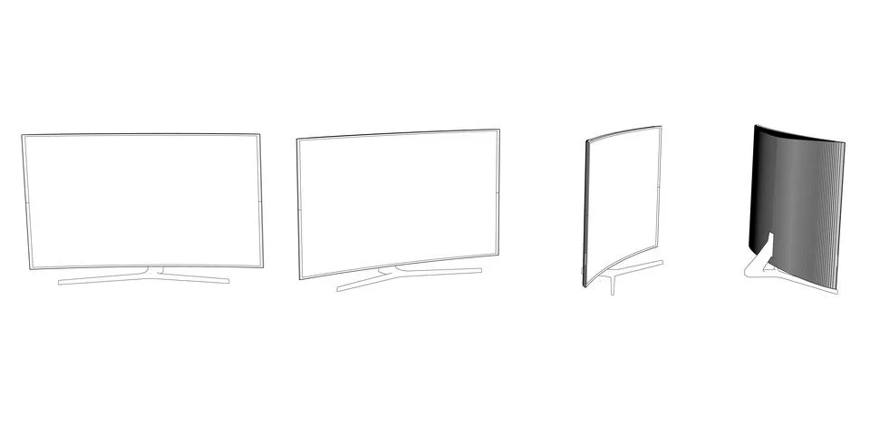 TV set contour vector illustration. Icon for design. Easily editable Stock Illustration