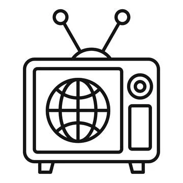 Tv set translator icon, outline style Illustrazione stock